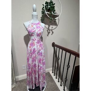 Able the Label for Anthropologie open back floral maxi dress, sz S NWT
